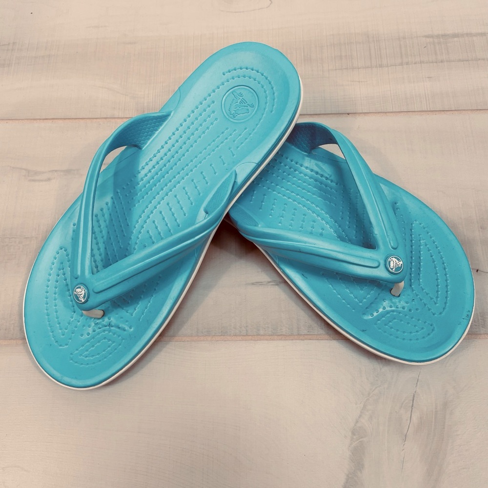Crocs Crocband Digital Aqua Flip-Flop Sandals Sporty Lightweight Size 8